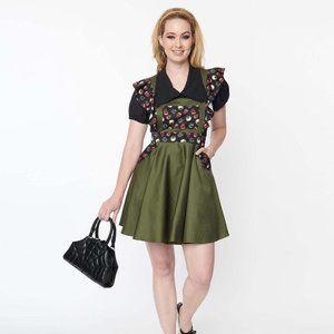 Universal Monsters x Unique Vintage Monster Head Retro Ruffle Pinafore Dress